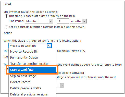 Start Workflow action