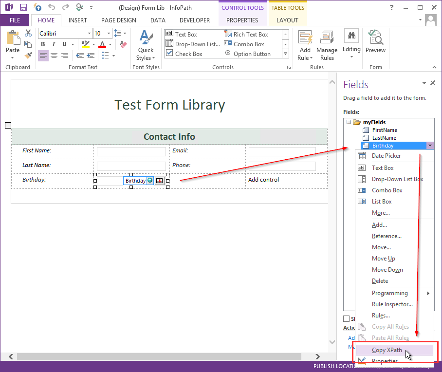 Transferring metadata from an InfoPath form to SharePoint document