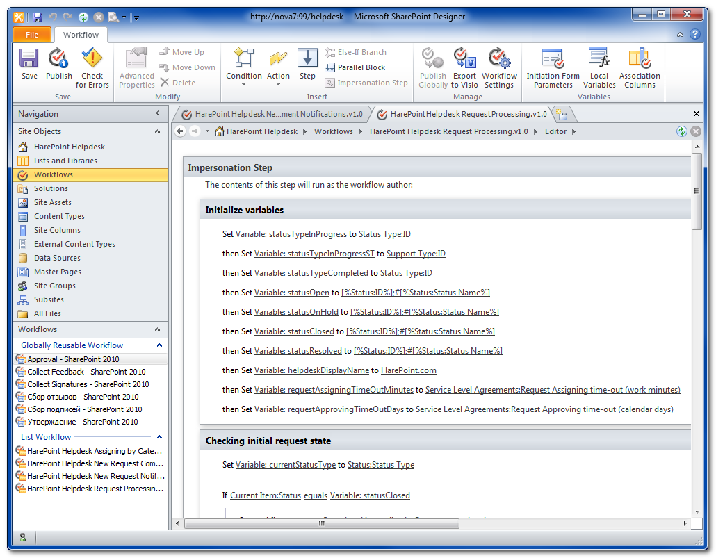 Workflow Algorithm For Requests Processing In Harepoint Helpdesk