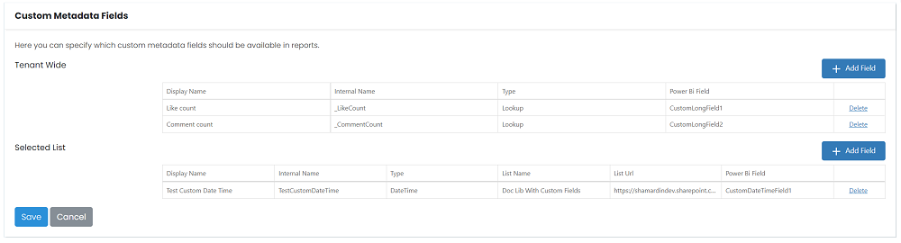 Custom Metadata fields in SharePoint Analytics