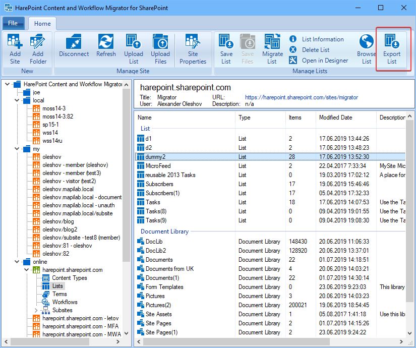 New export features in SharePoint Migrator