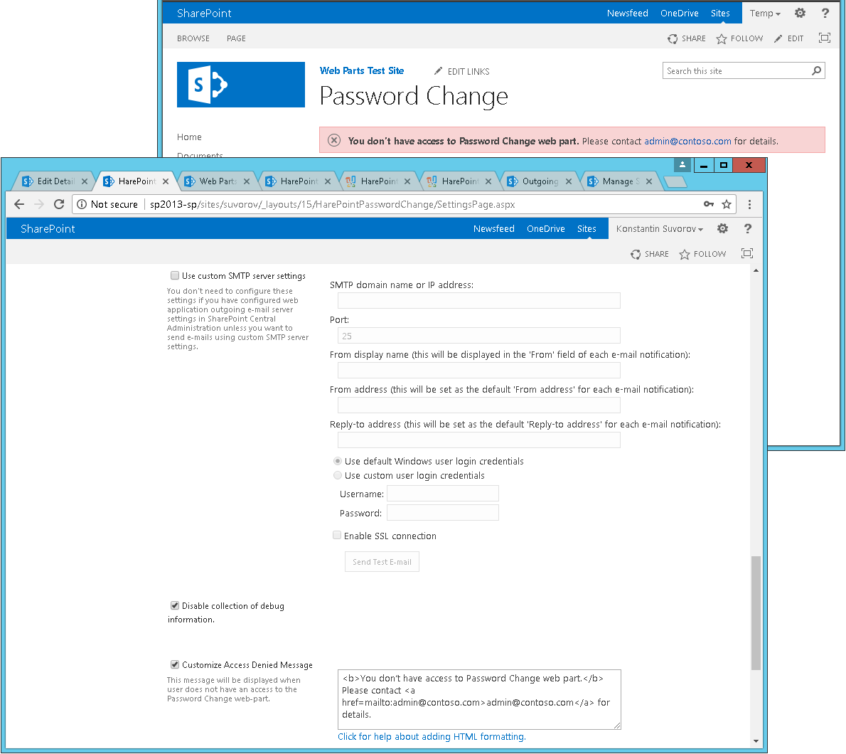 Change password in SharePoint