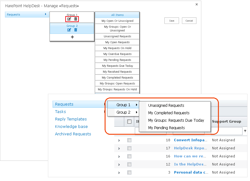 Personalized request view in HelpDesk