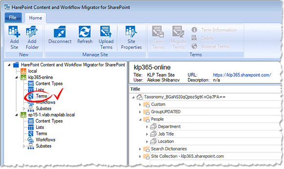 SharePoint term sets and groups migration