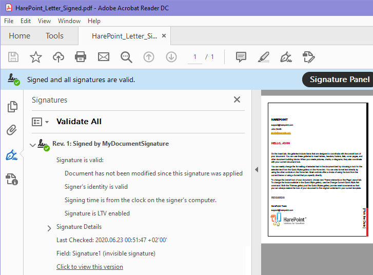 PDF Digital Signature Validation