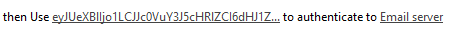 Encrypted token to authenticate to an Email server