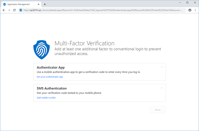 Multi-factor authentication setup for users