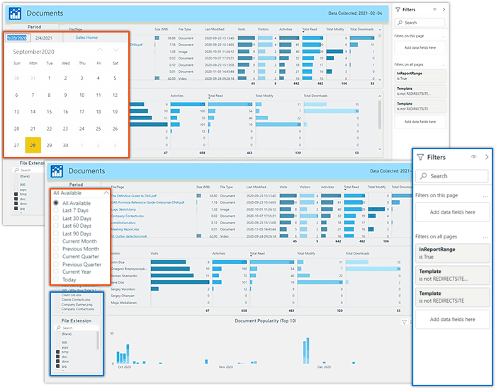 Precise data range selection and filters